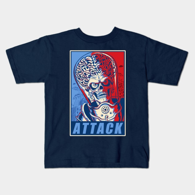 Attack! Blue & Red Kids T-Shirt by ccourts86